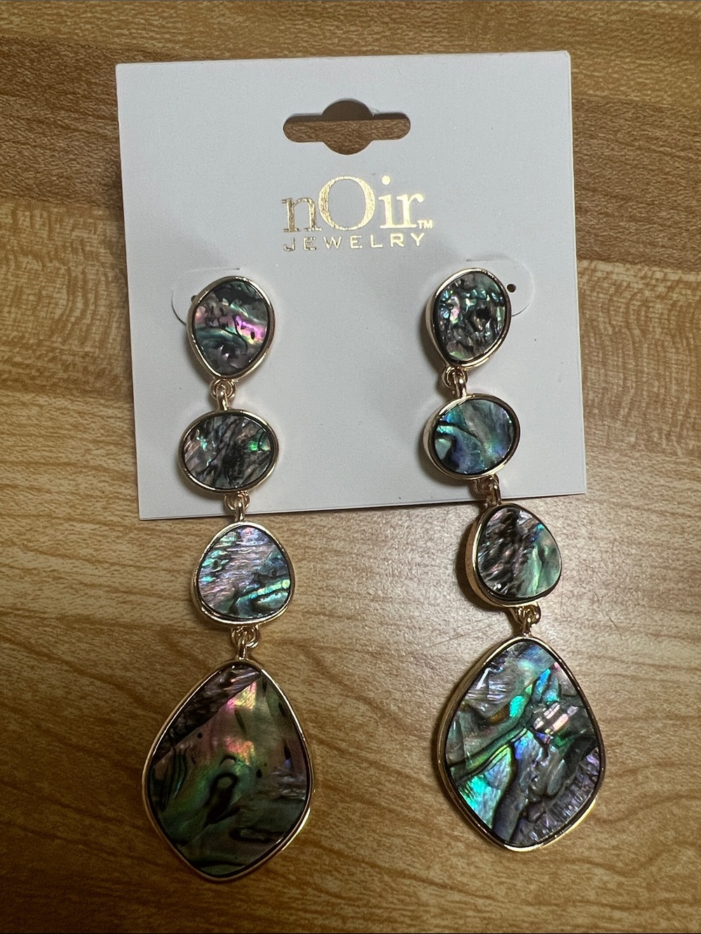 #2575** nOir Jewelry Iridescent Abalone Drop Earrings - Multicolor